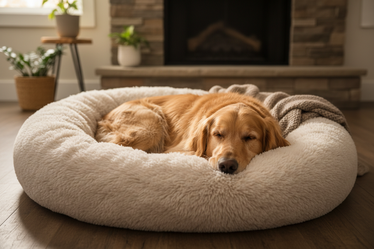 dog in a dog bed